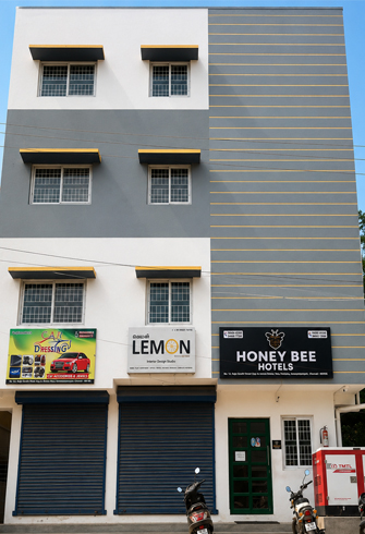Honey Bee Boutique Hotel exterior building in Iyyappanthangal Chennai offering premium accommodation and comfortable stay